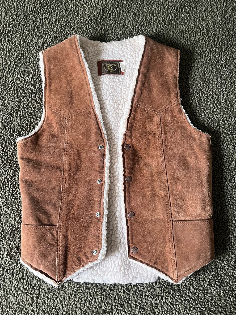 Brown Leather Shearling-Lined Vest